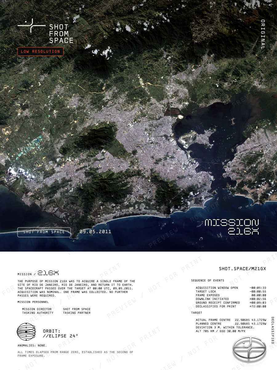 The composed plate for mission 21GX: the capture above, the mission sheet below.