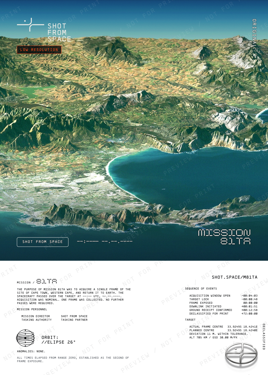The composed plate for mission 81TA: the capture above, the mission sheet below.